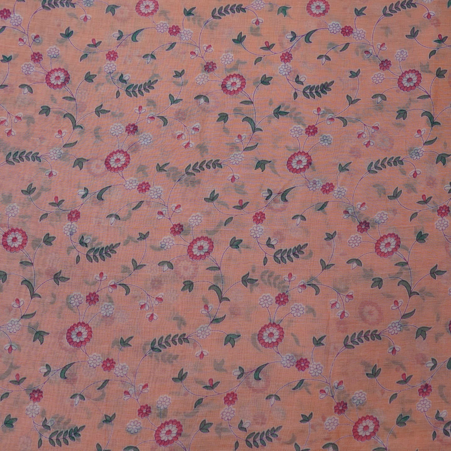 Peach Floral Digital Print Fabric.