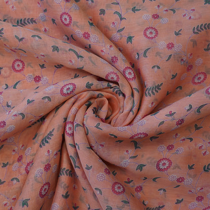 Peach Floral Digital Print Fabric.