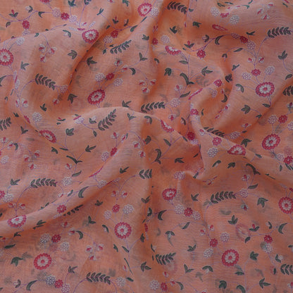 Peach Floral Digital Print Fabric.