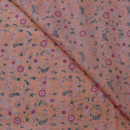 Peach Floral Digital Print Fabric.