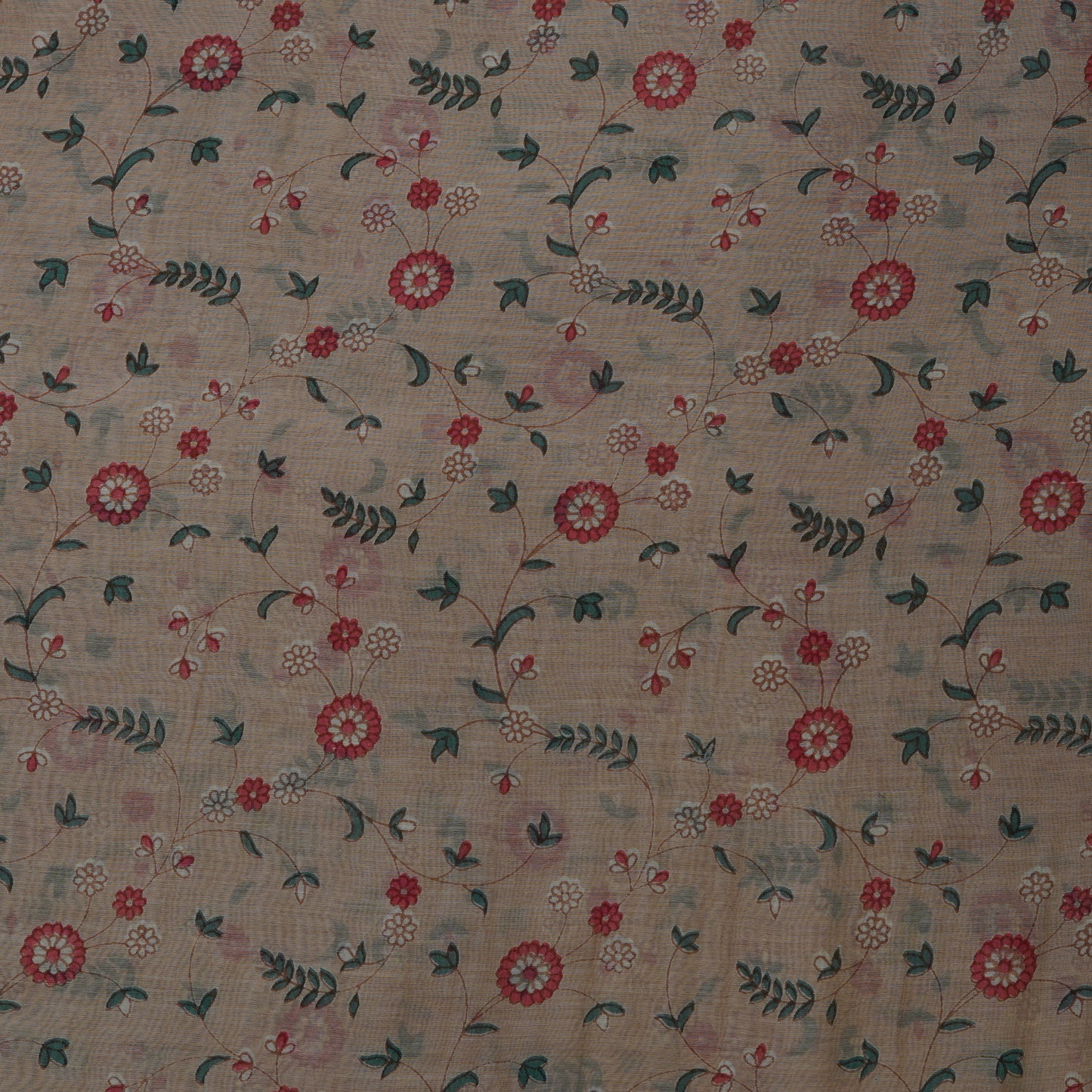 Beige Floral Digital Print Fabric.
