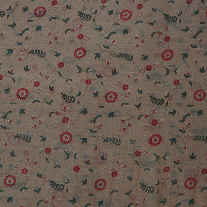 Beige Floral Digital Print Fabric.