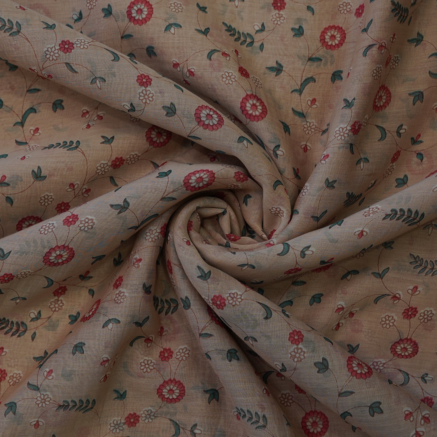 Beige Floral Digital Print Fabric.