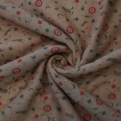 Beige Floral Digital Print Fabric.