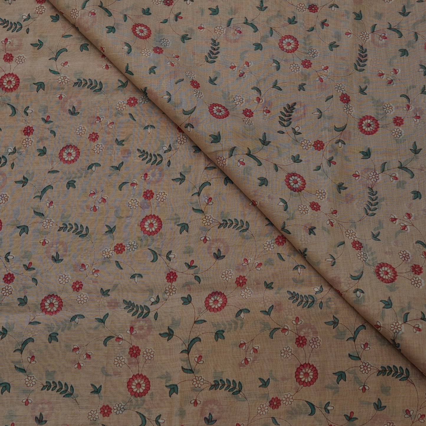 Beige Floral Digital Print Fabric.