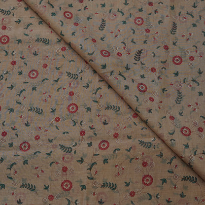 Beige Floral Digital Print Fabric.
