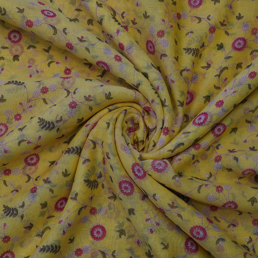 Sunflower Yellow Floral Digital Print Fabric