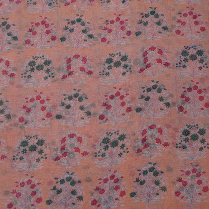 Peach Floral Buta Digital Print Fabric.