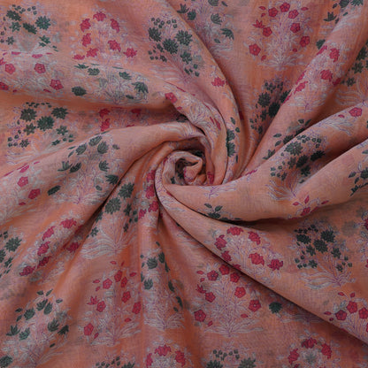 Peach Floral Buta Digital Print Fabric.