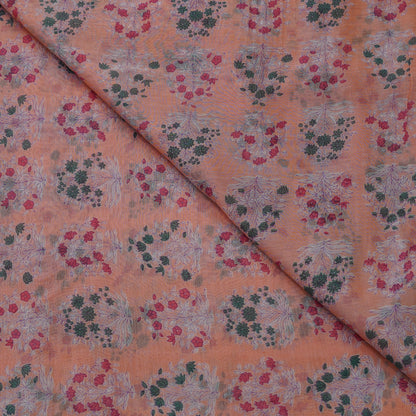 Peach Floral Buta Digital Print Fabric.