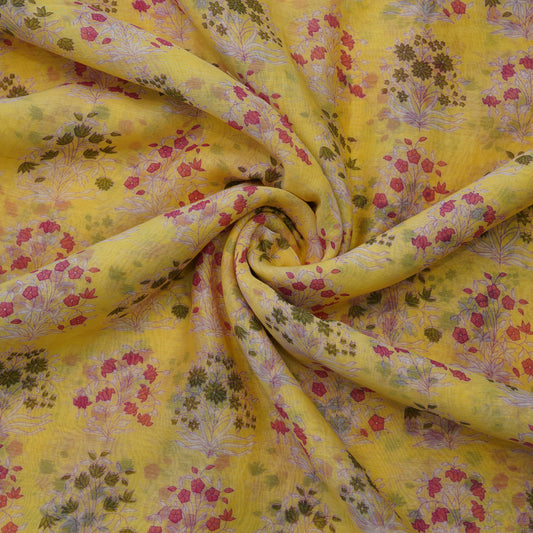 Beige Floral Buta Digital Print Fabric