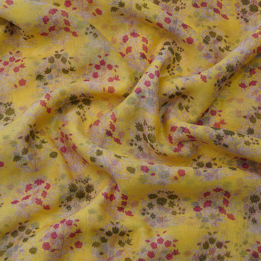 Beige Floral Buta Digital Print Fabric