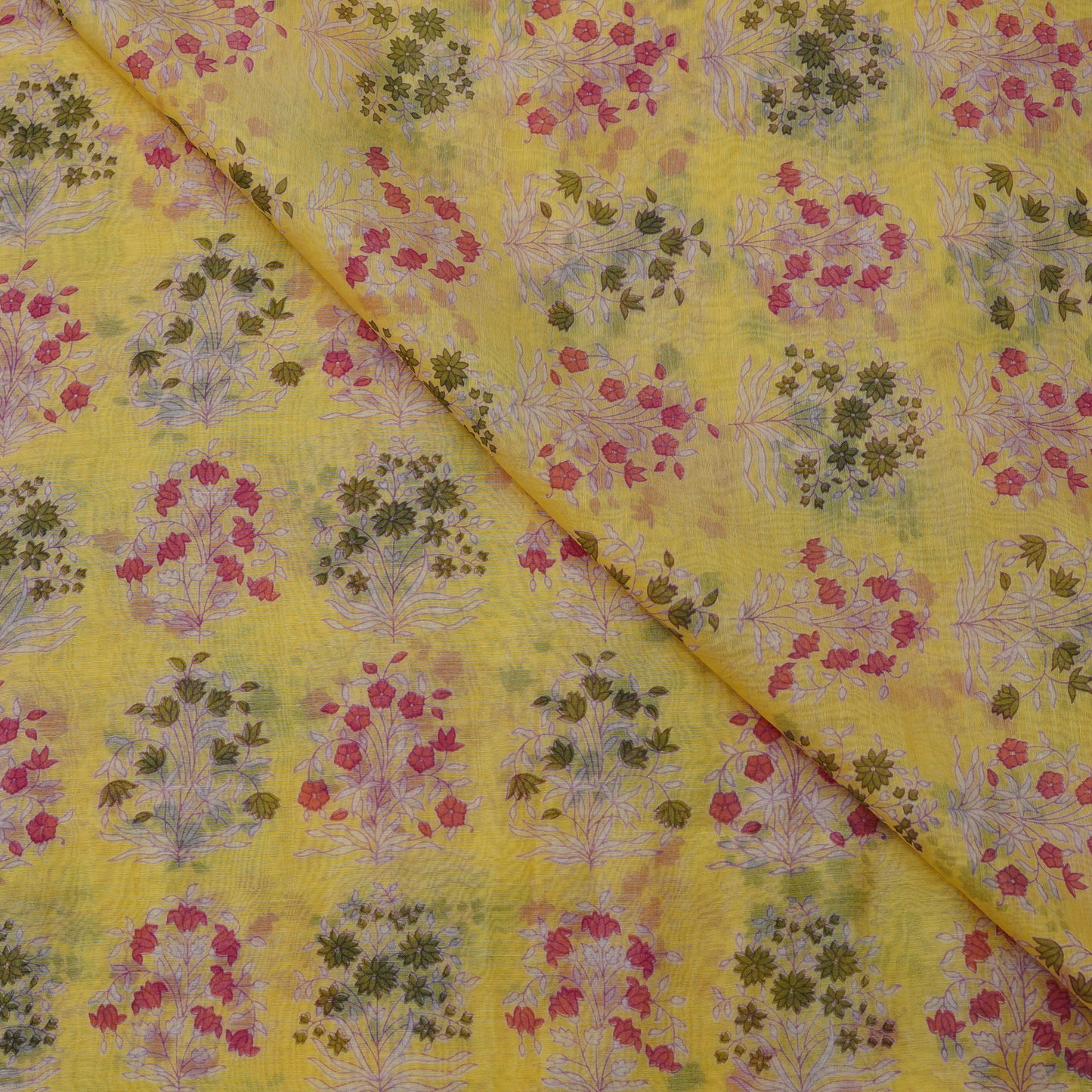 Beige Floral Buta Digital Print Fabric