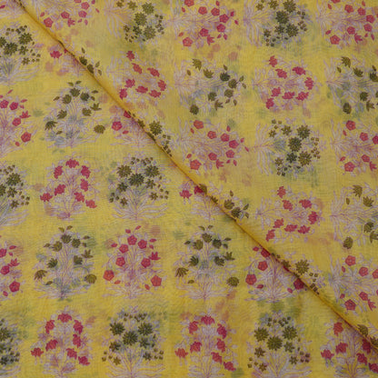 Beige Floral Buta Digital Print Fabric