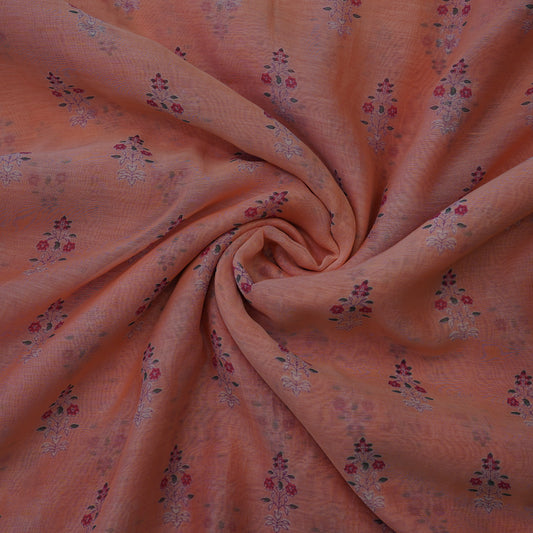 Rust Peach Floral Buti Digital Print Fabric