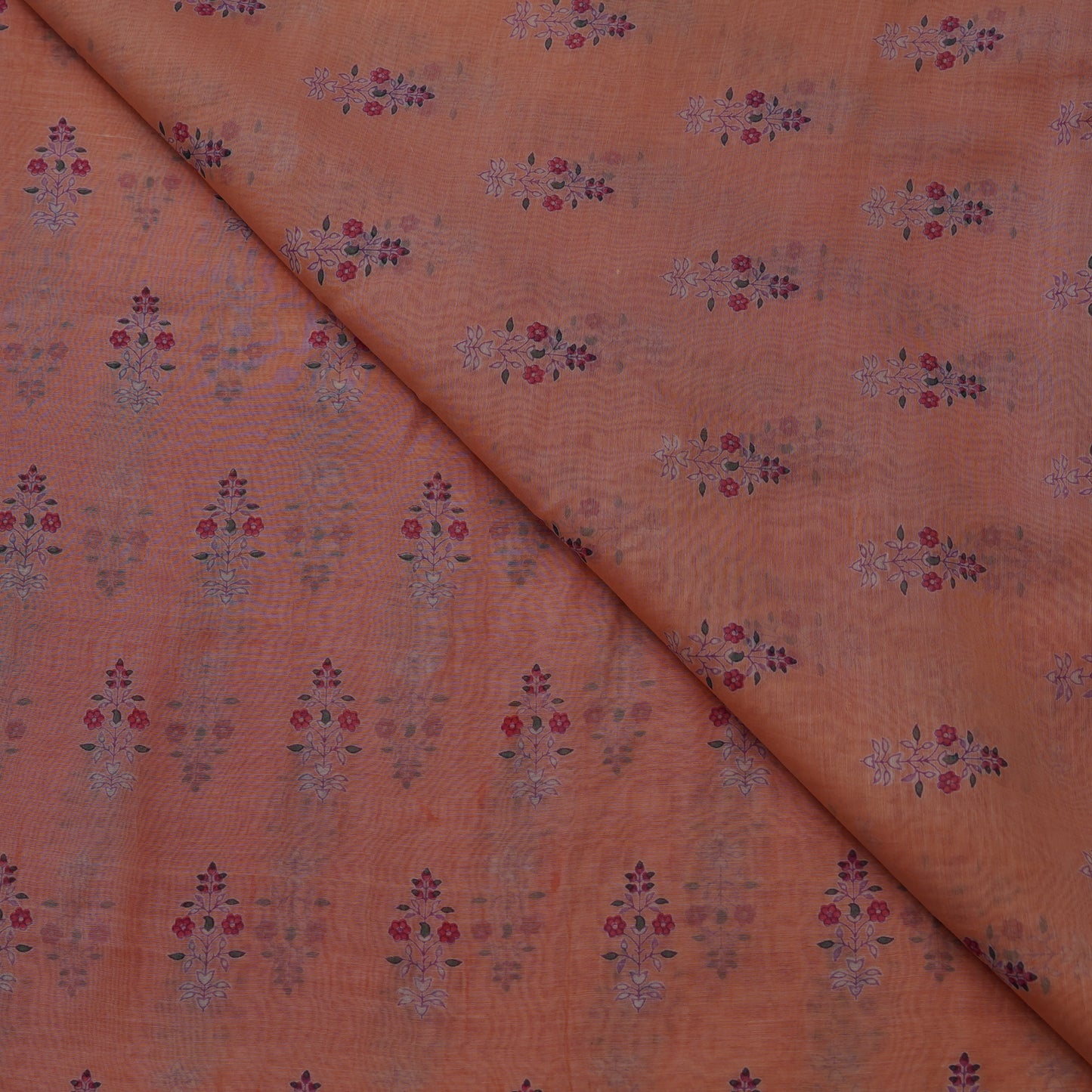 Rust Peach Floral Buti Digital Print Fabric