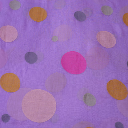 Premium Lavender Polka Dot Embroidered chanderi Fabric.