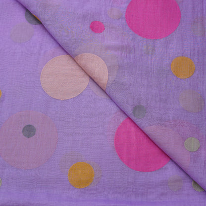 Premium Lavender Polka Dot Embroidered chanderi Fabric.