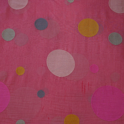 Premium Rose Pink Polka Dot Embroidered chanderi Fabric.