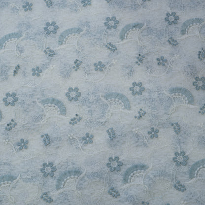Premium Sky Blue Cotton Embroidery Fabric