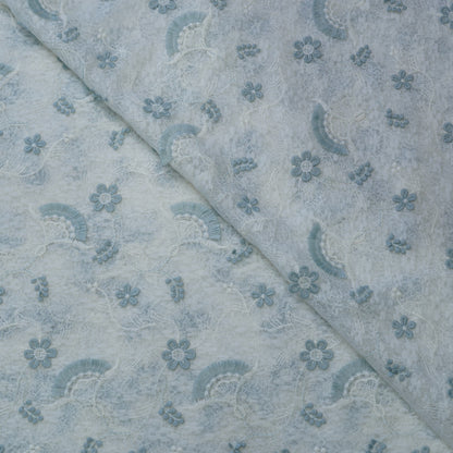 Premium Sky Blue Cotton Embroidery Fabric