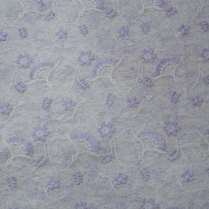 Premium Lavender Cotton Embroidery Fabric.