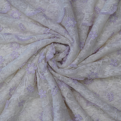 Premium Lavender Cotton Embroidery Fabric.
