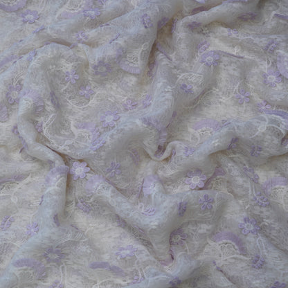Premium Lavender Cotton Embroidery Fabric.