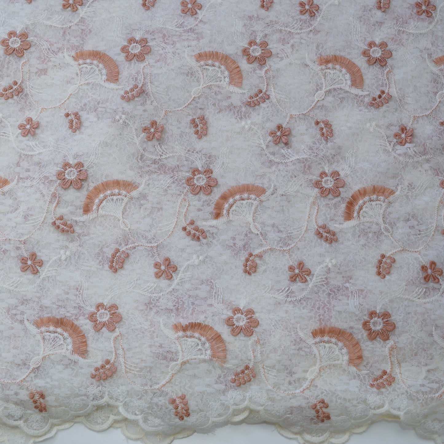 Premium Peach Cotton Embroidery Fabric