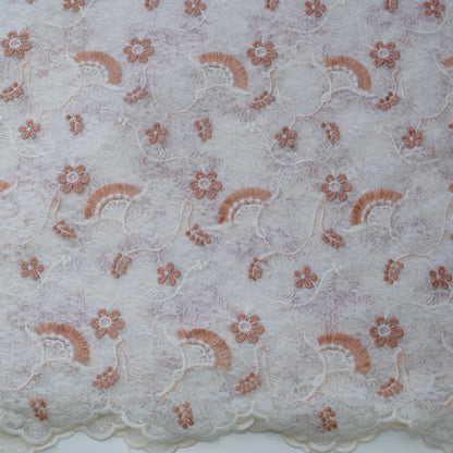 Premium Peach Cotton Embroidery Fabric