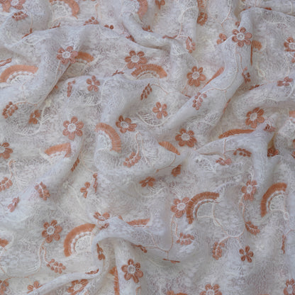 Premium Peach Cotton Embroidery Fabric