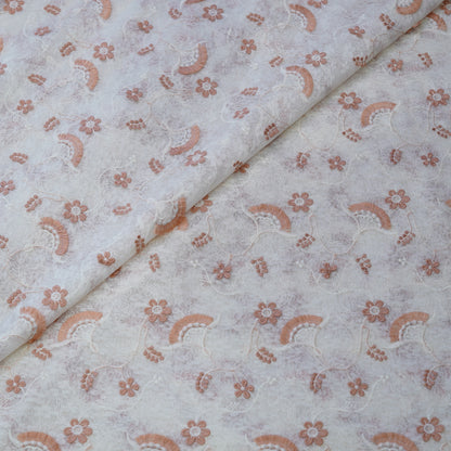 Premium Peach Cotton Embroidery Fabric