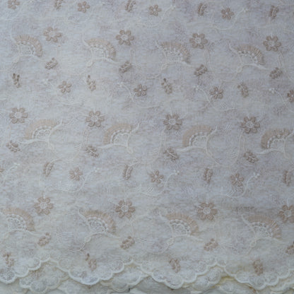 Premium Ivory Beige Cotton Embroidery Fabric.