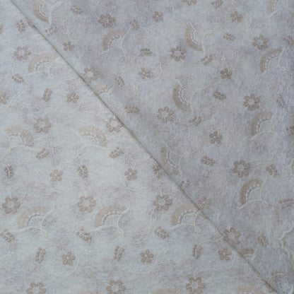 Premium Ivory Beige Cotton Embroidery Fabric.