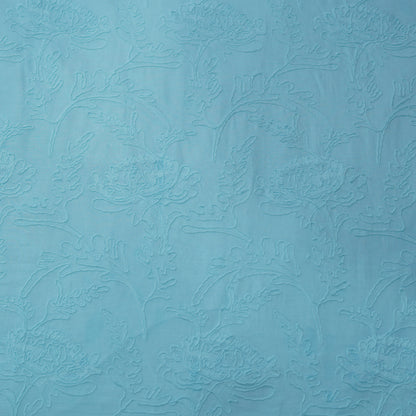 Sky Blue Floral Embroidered Cotton Fabric.