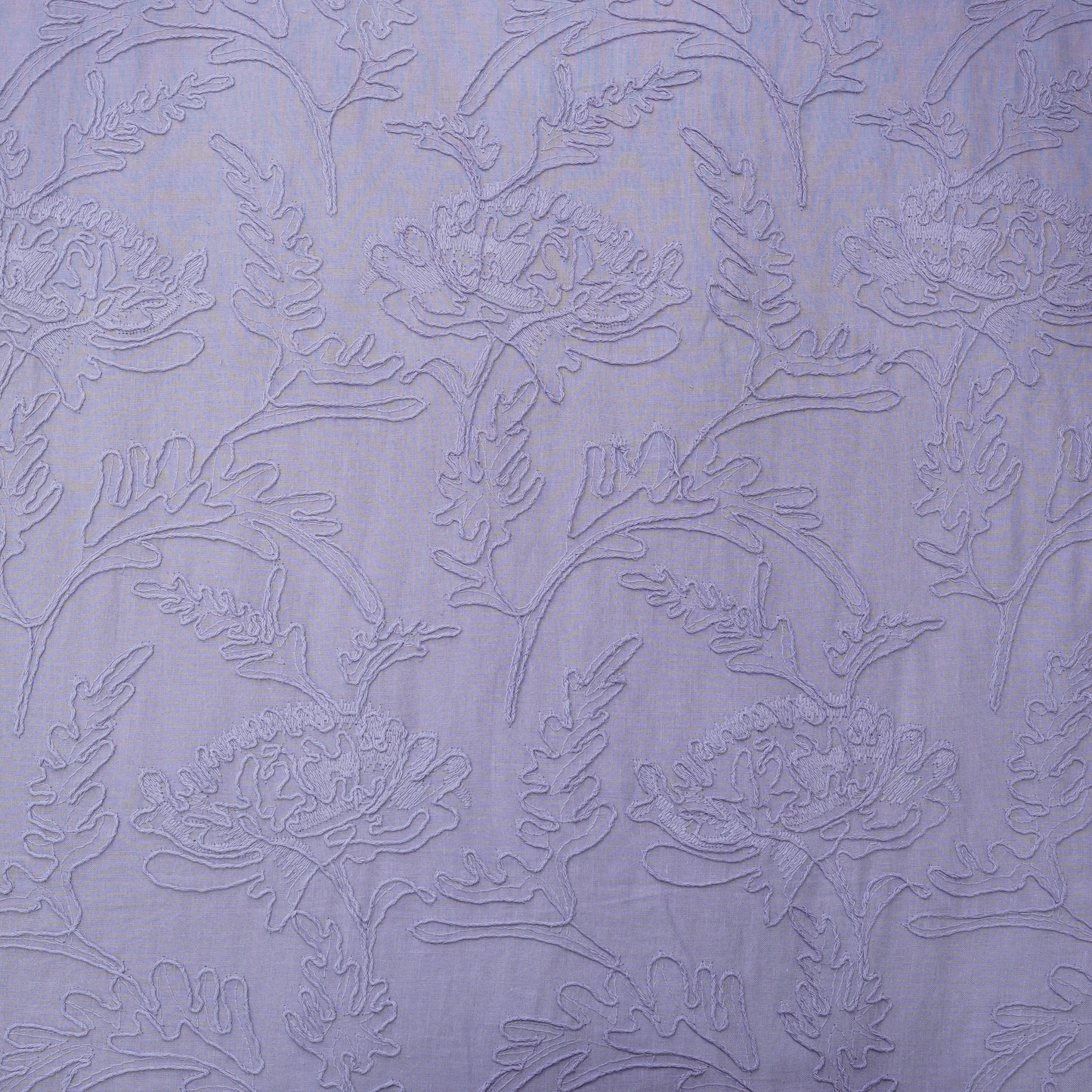 Lavender Floral Embroidered Cotton Fabric.