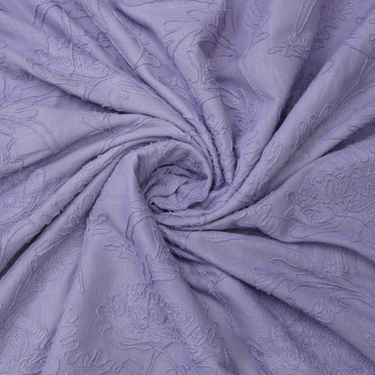 Lavender Floral Embroidered Cotton Fabric.