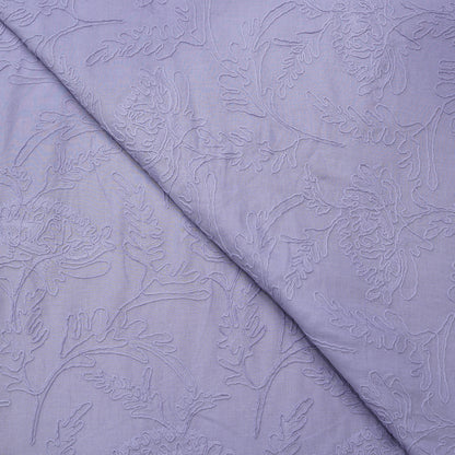 Lavender Floral Embroidered Cotton Fabric.