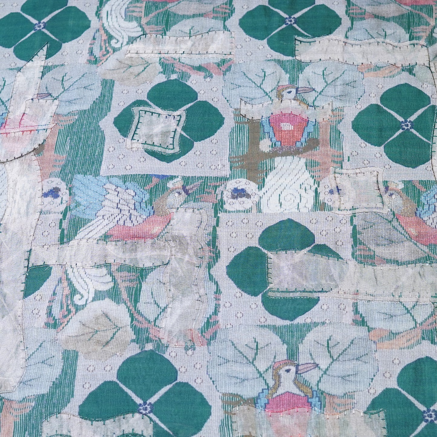 Aqua Green Moonga Printed Fabric