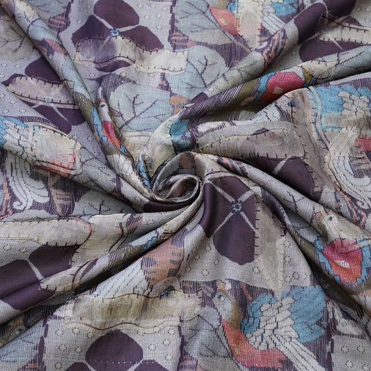 Deep Plum Moonga Printed Fabric