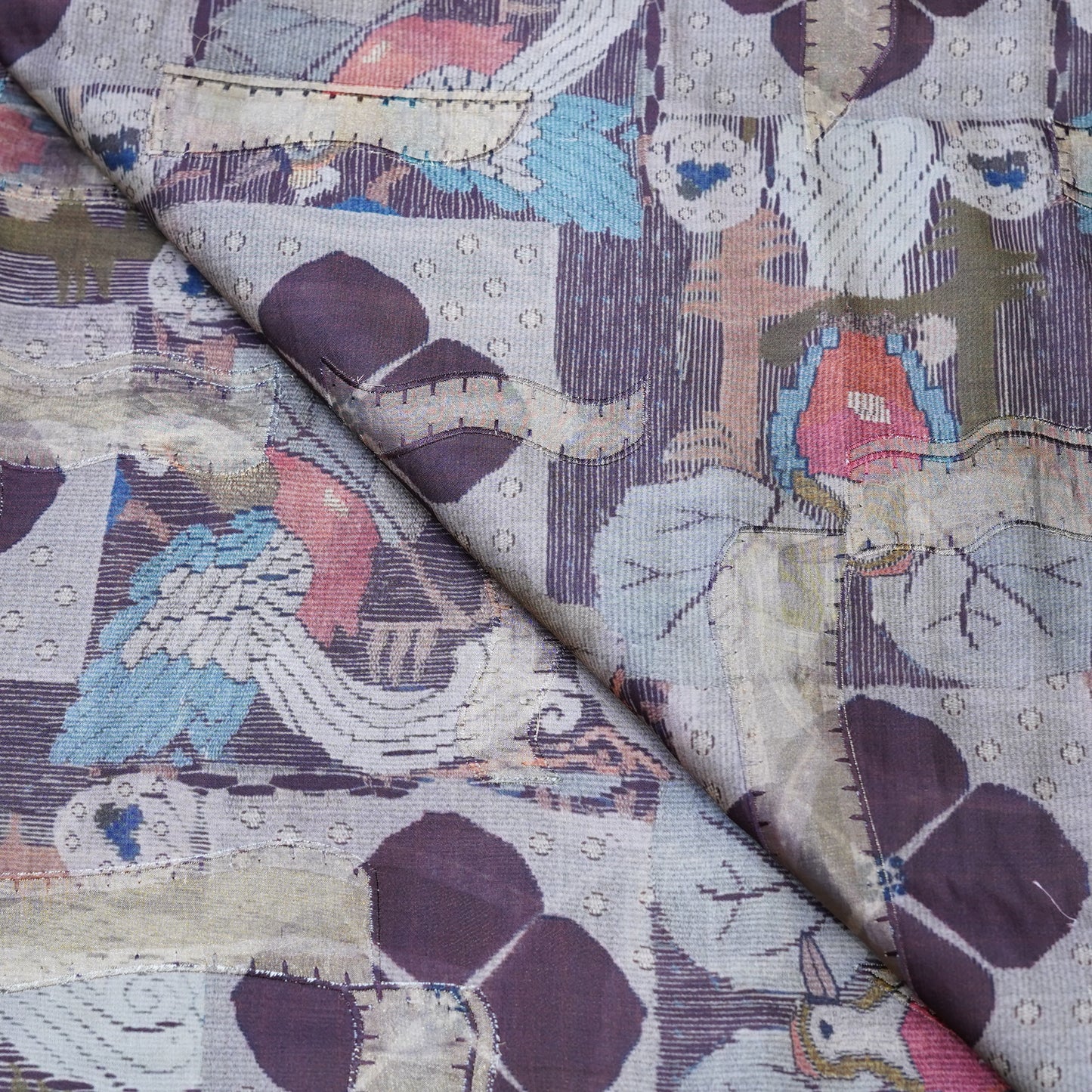 Deep Plum Moonga Printed Fabric