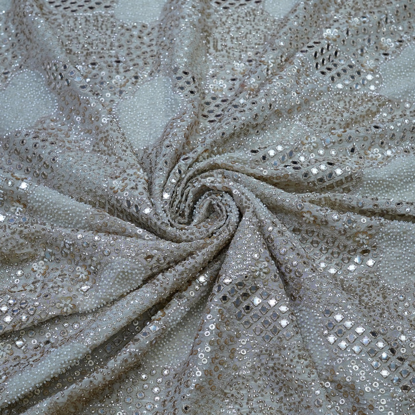 Mirror & Sequin Embroidered Fabric