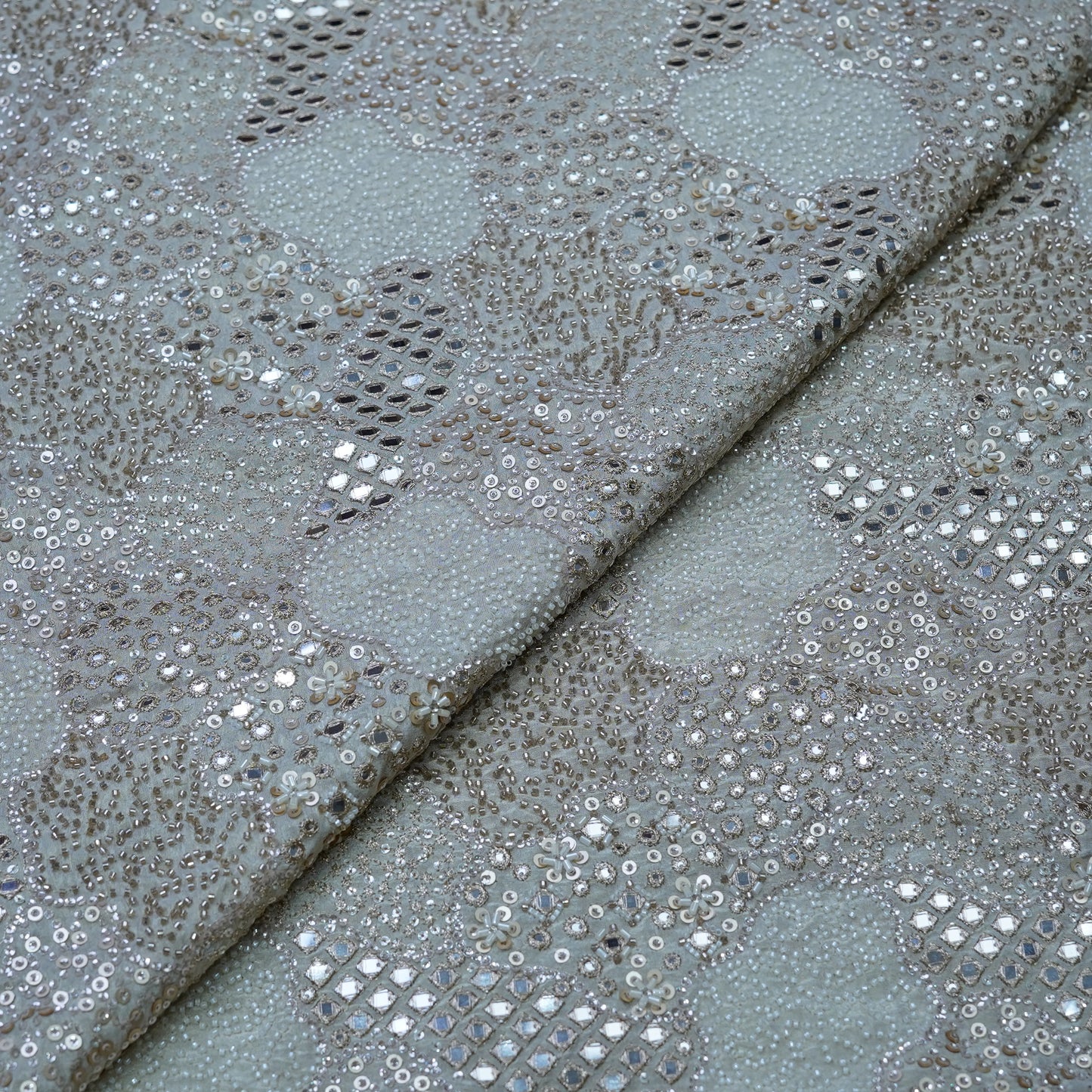 Mirror & Sequin Embroidered Fabric