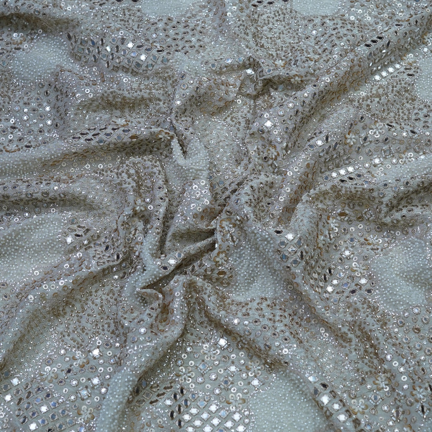 Mirror & Sequin Embroidered Fabric