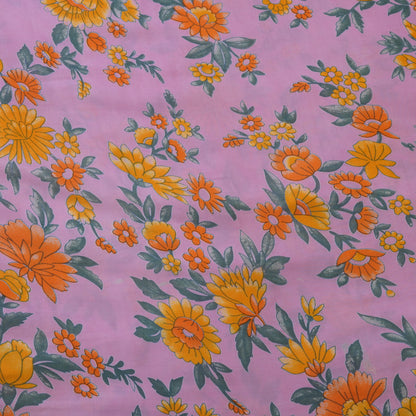 Pink Base Multicolour Floral Printed Fabric.