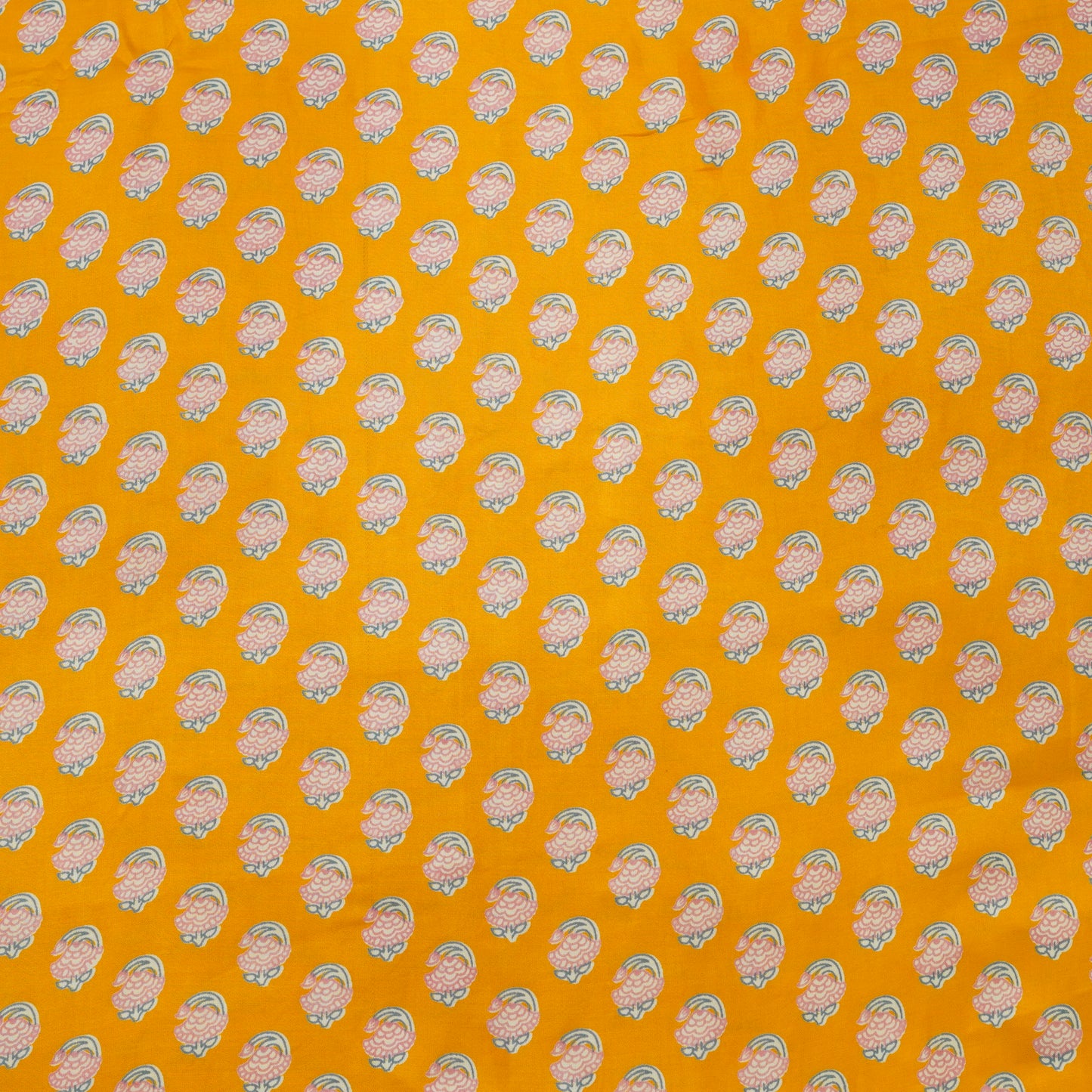 Mustard Yellow Traditional Buti Printed Fabric.