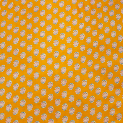 Mustard Yellow Traditional Buti Printed Fabric.