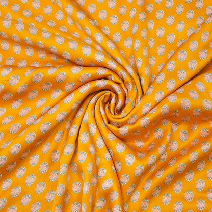 Mustard Yellow Traditional Buti Printed Fabric.