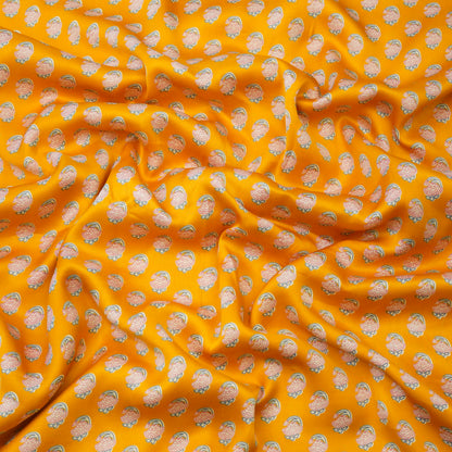Mustard Yellow Traditional Buti Printed Fabric.