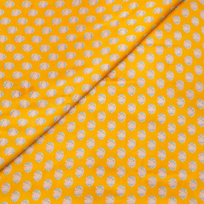 Mustard Yellow Traditional Buti Printed Fabric.